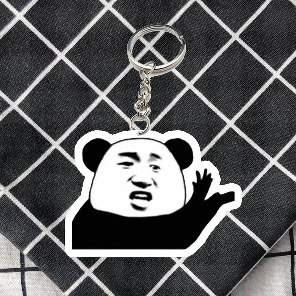 Móc khóa mika meme Gấu trúc bựa cáo từ, oke bấy bề, vỗ tay, xin tha hài hước