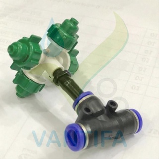 Bộ Béc phun sương 4 hướng kèm kết nối nhanh 8mm dòng tưới cây cảnh, cây lan, làm mát mái tôn, tưới rau