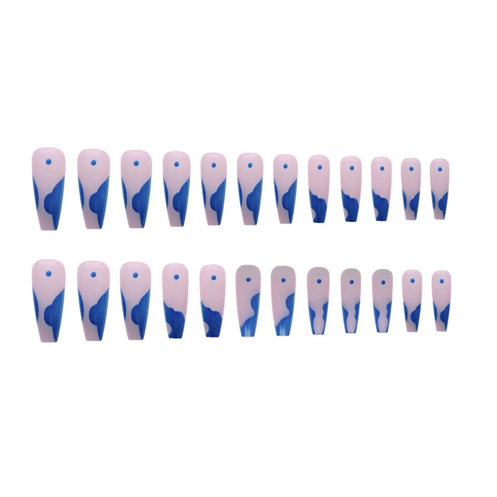 Bộ 24 Miếng Dán Móng Tay Giả Họa Tiết Chấm Bi Màu Gradient Dễ Thương Có Thể Tháo Rời Kèm Keo Dán