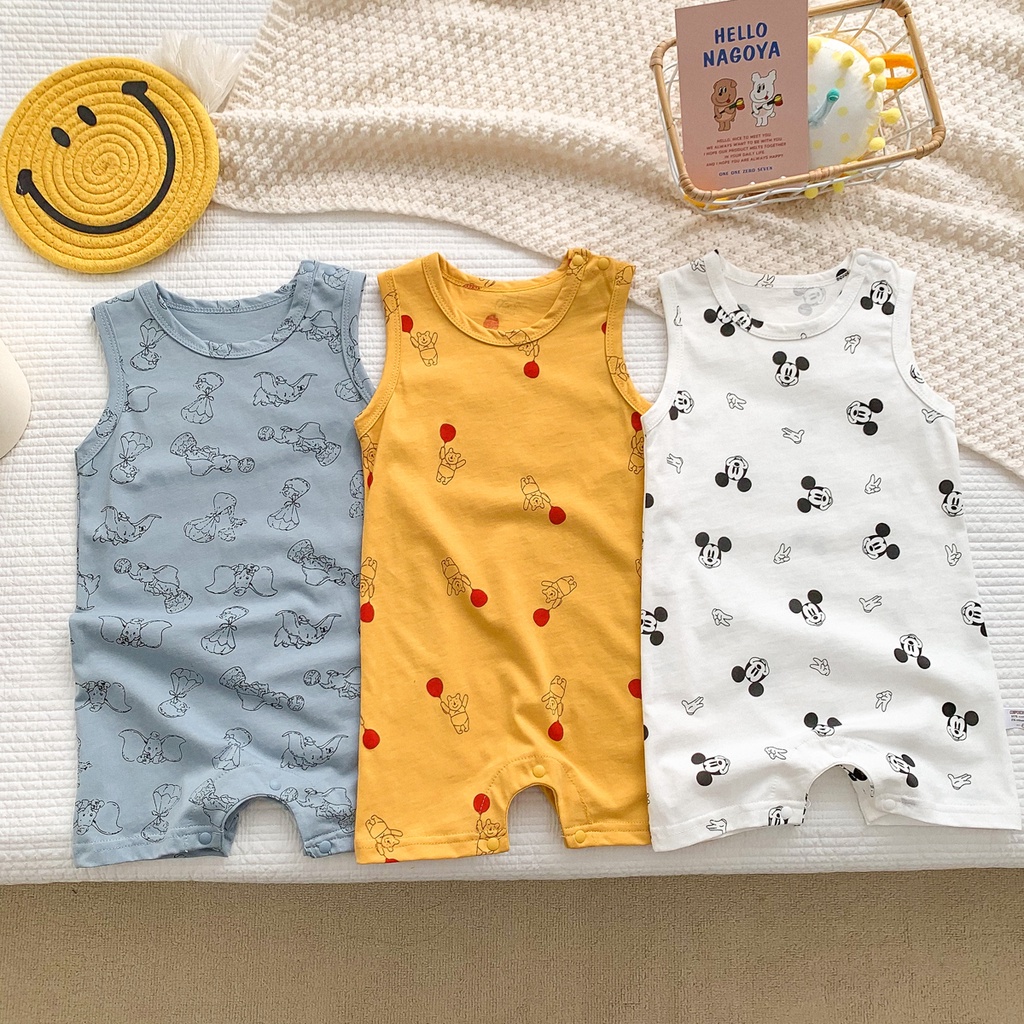 Bộ Áo Liền Quần In Hoạt Hình Dễ Thương Cho Trẻ Sơ Sinh 0-24 Tháng Tuổi