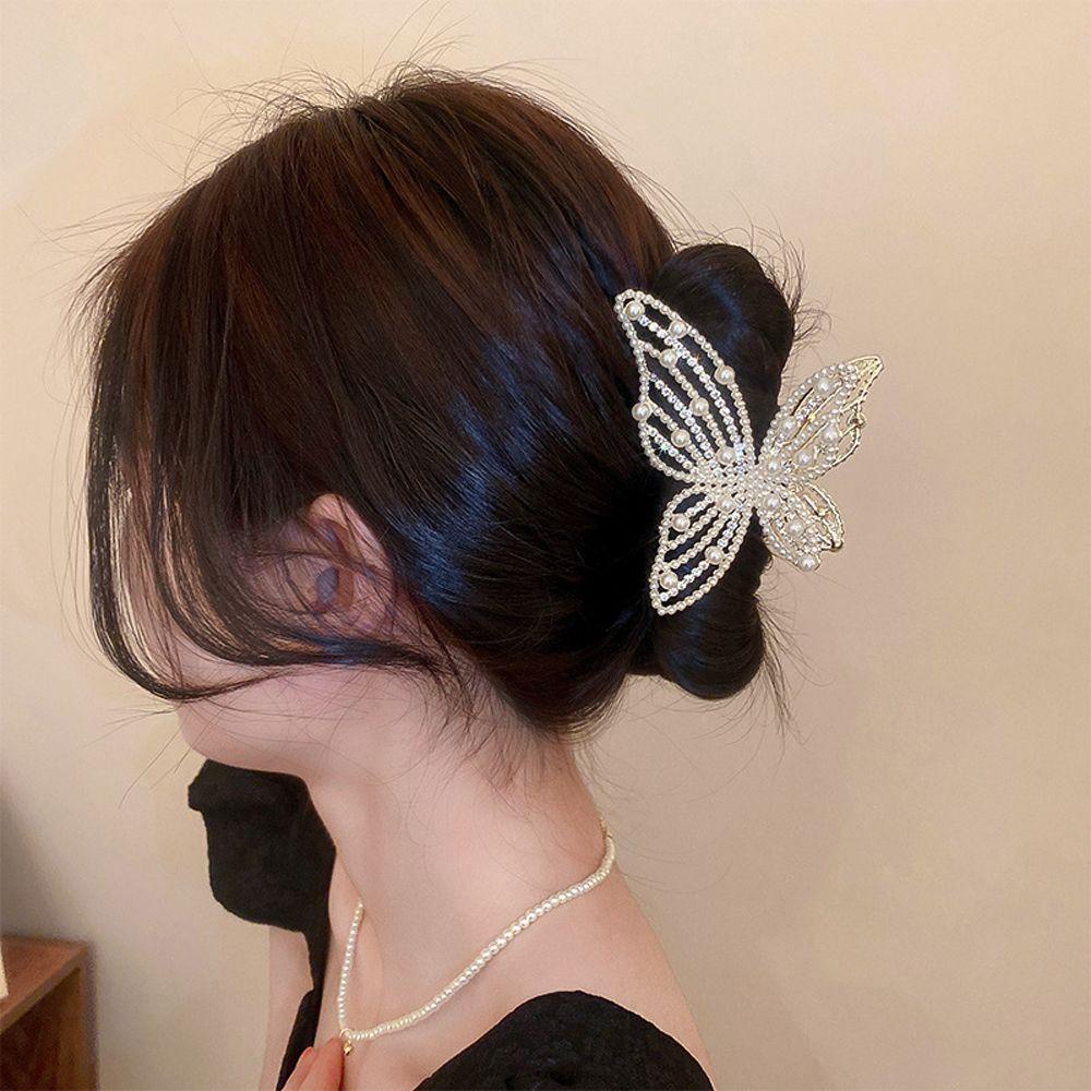 Kẹp Tóc Hình Bướm Phong Cách Goth Ngọt Ngào Cho Nữ|Người Giữ Đuôi Ngựa Hàn Quốc Ngọc Trai