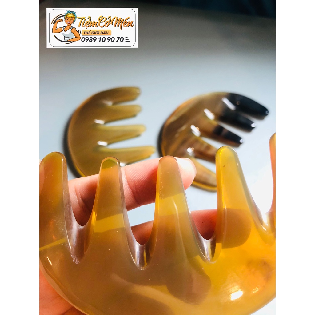 Lược sừng răng thưa (Size S: 9cm) - chải tóc xoăn, rối, xù - Massage đầu giúp lưu thông máu
