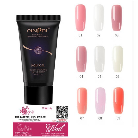 Gel Gôm Đắp Móng PinPai Với 5 Tông Màu Đẹp - Lẻ 1 Tuýp 30ml