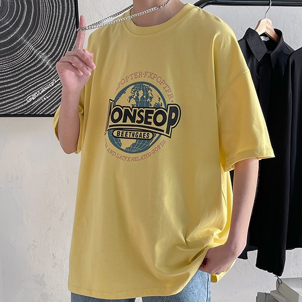 Áo thun tay ngắn dáng rộng họa tiết độc đáo thời trang cho nam và nữ