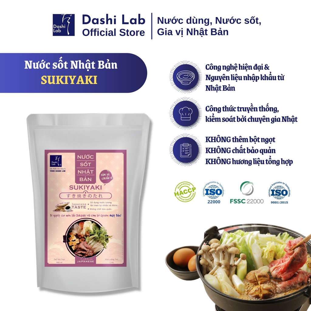 Nước Sốt SUKIYAKI Nhật Bản Hương Vị Thơm Ngon Đậm Đà Đặc Trưng DASHI LAB Túi 1kg