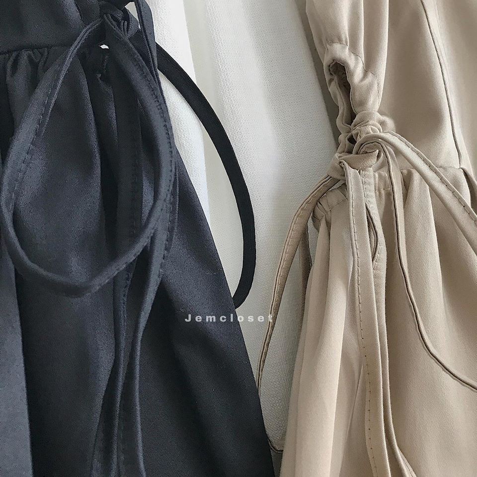 Yếm Váy Hai Dây Nữ From Rộng JEMCLOSET Váy Yếm TRA Kiểu Dáng Suông Chữ A Có Dây Buộc Eo 7132