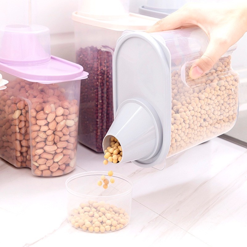BÌNH ĐỰNG HẠT NGŨ CỐC TRONG SUỐT CÓ NẮP ĐẬY CHỐNG ẨM TIẾT KIỆM KHÔNG GIAN CHẤT LIỆU NHỰA PP AN TOÀN THỰC THẨM 1L9
