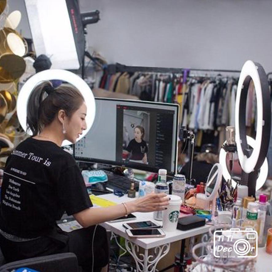 Đèn tròn livestream TiTi Decor đèn chụp ảnh tự sướng đèn selfie, đèn led chụp ảnh