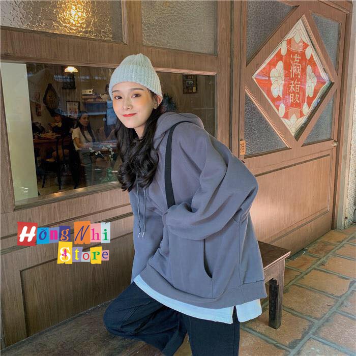 Áo Khoác Hoodie Trơn Ulzzang Unisex Màu Xám Đậm Chất Nỉ Bông Cao Cấp Dáng Rộng Nam Nữ - MM | BigBuy360 - bigbuy360.vn