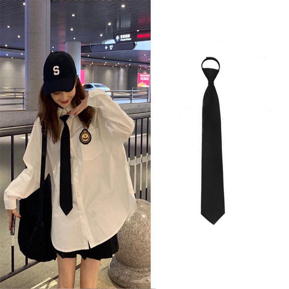 1 Cà Vạt Có Khóa Kéo Điều Chỉnh Màu Đen Dành Cho Nam Nữ