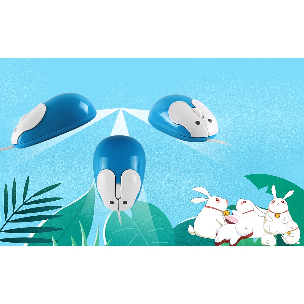Chuột Máy Tính Có Dây Hình Thỏ 3D 1600 DPI Dễ Thương