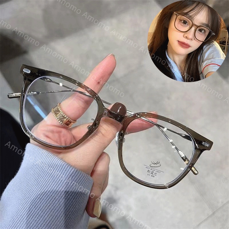 Kính cận có độ  0.5~6.0 Kính Chống Ánh Sáng Xanh Gọng Vuông Lớn Thời Trang Hàn Quốc Cho Nữ，kính thời trang nữ