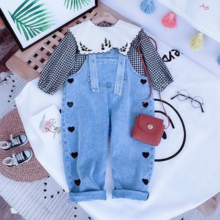 Yếm Bò Quần Yếm Jean họa tiết trái tim cho bé gái SEKA STORE 2102.19