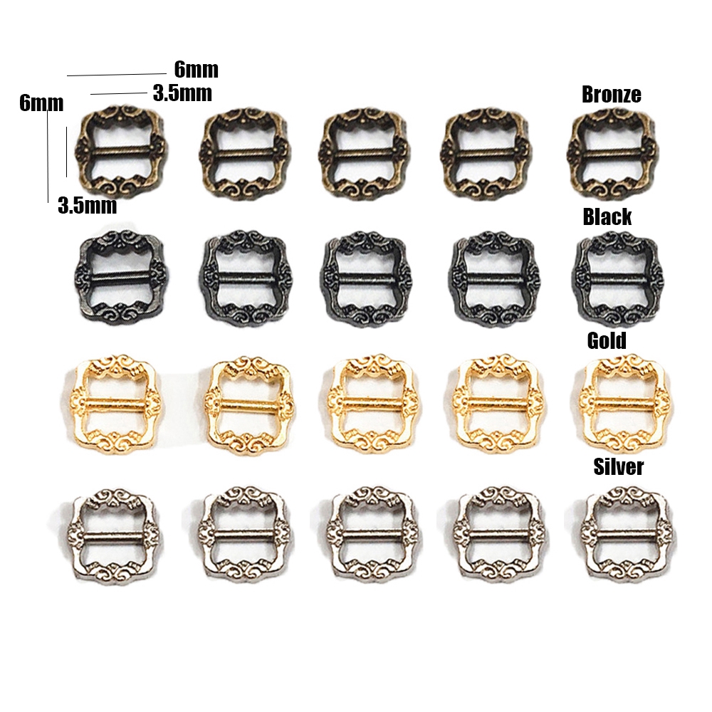 BSUNS 20/40pcs High quality 6*6MM Girls Toys 4 colors Mini Ultra-small Tri-glide Buckle