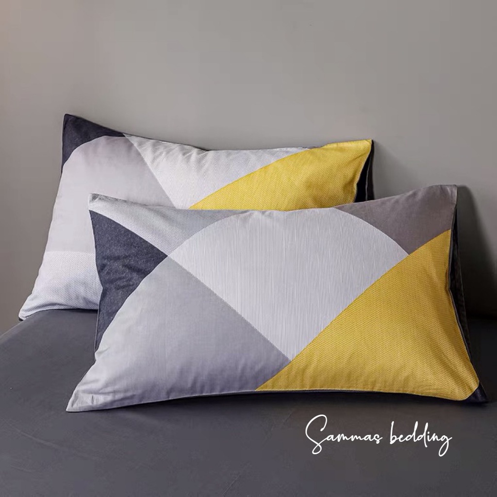 Bộ Ga Gối Cotton 3 Món, Drap Giường 2 Vỏ Gối Cotton 100% Thoáng Mát - Họa tiết hình khối