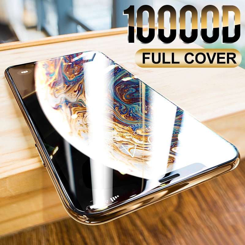 Kính cường lực chống sốc 10000d thích hợp cho Iphone 12 11 Pro X Xr Xs Max 7 8 6 6s Plus