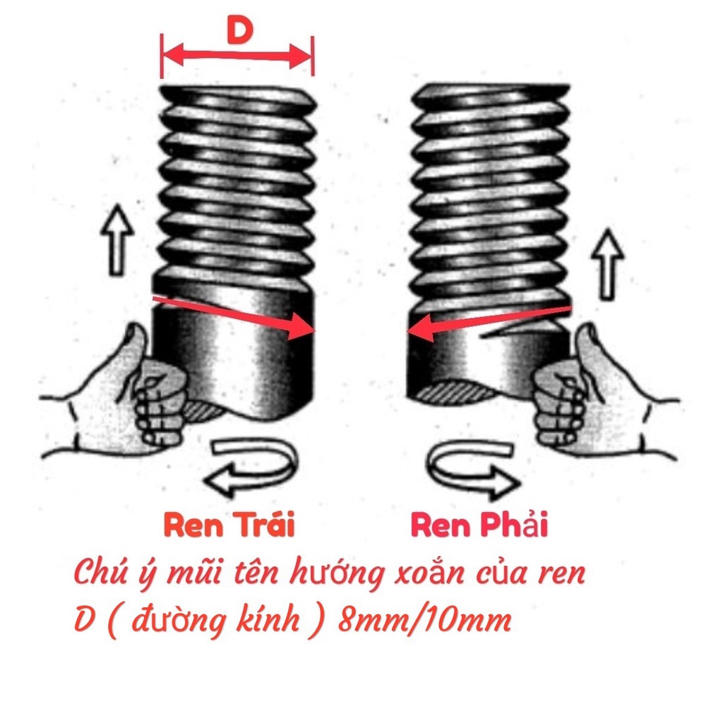 Ốc lắp gương xe máy 10ly - 8 ly