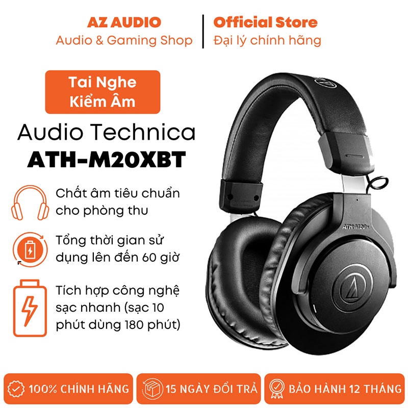 Tai Nghe Kiểm Âm Không Dây Bluetooth Audio Technica ATH M20XBT Thương Hiệu Nhật Bản