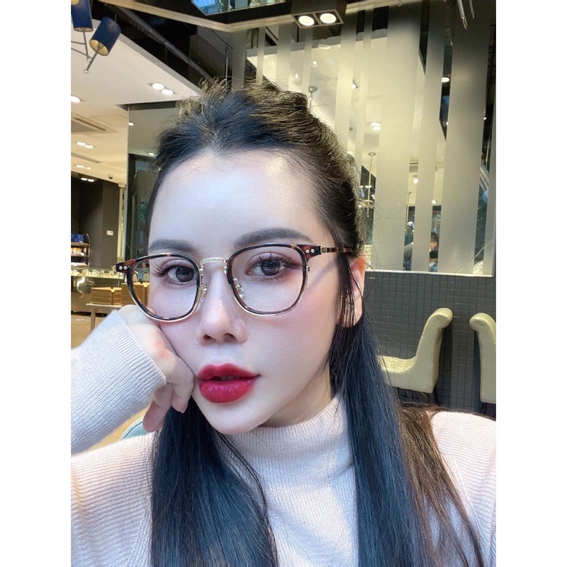 Kính giả cận, Gọng kính cận nữ titanium cao cấp 9056 chống ánh sáng xanh, UV400  Jolie eyewear