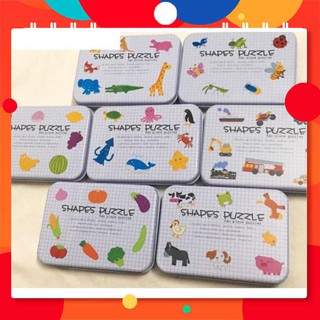 Bộ xếp hình puzzle 2 miếng ghép hộp thiếc trắng