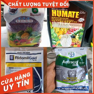 Combo ❤️️ 1 Bịch NPK Tím 5kg, 1 Bình HUMATE, 1 Gói Ridomil God, 1Antracol