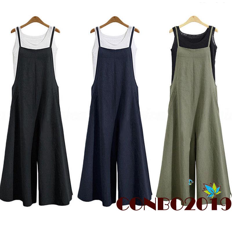 Bộ jumpsuit 2 dây ống dài rộng thời trang cho nữ