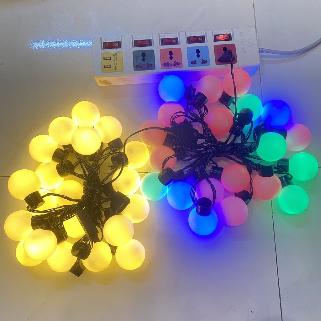 Dây Đèn Led Pingpong Dài 5.5 Mét 20 Bóng, Có Phích Nối,Trang Trí Sân Vườn, Noel, Tết