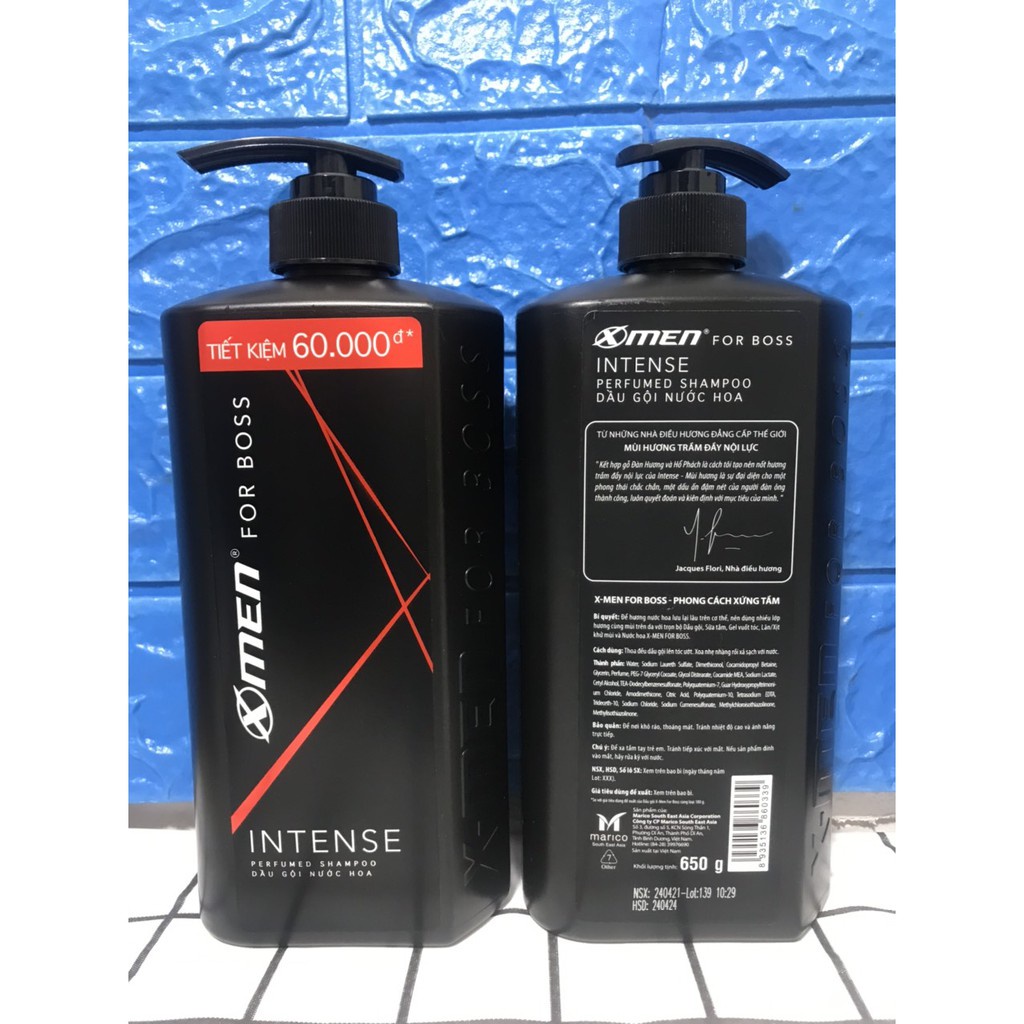 Sữa tắm gội XMEN For Boss Intense Perfumed Shampoo 380g/650g - Chai gội đầu nam X men