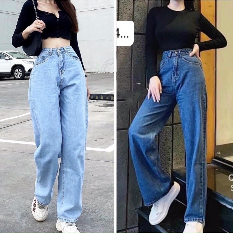 Suông jeans cotton dài màu wash siêu đẹp siêu chất- ảnh thật toàn bộ