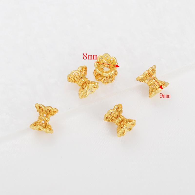 Hạt Xâu Chuỗi Vàng 18k Hai Mặt 8 * 9mm Tự Làm Trang Sức Tiện Dụng