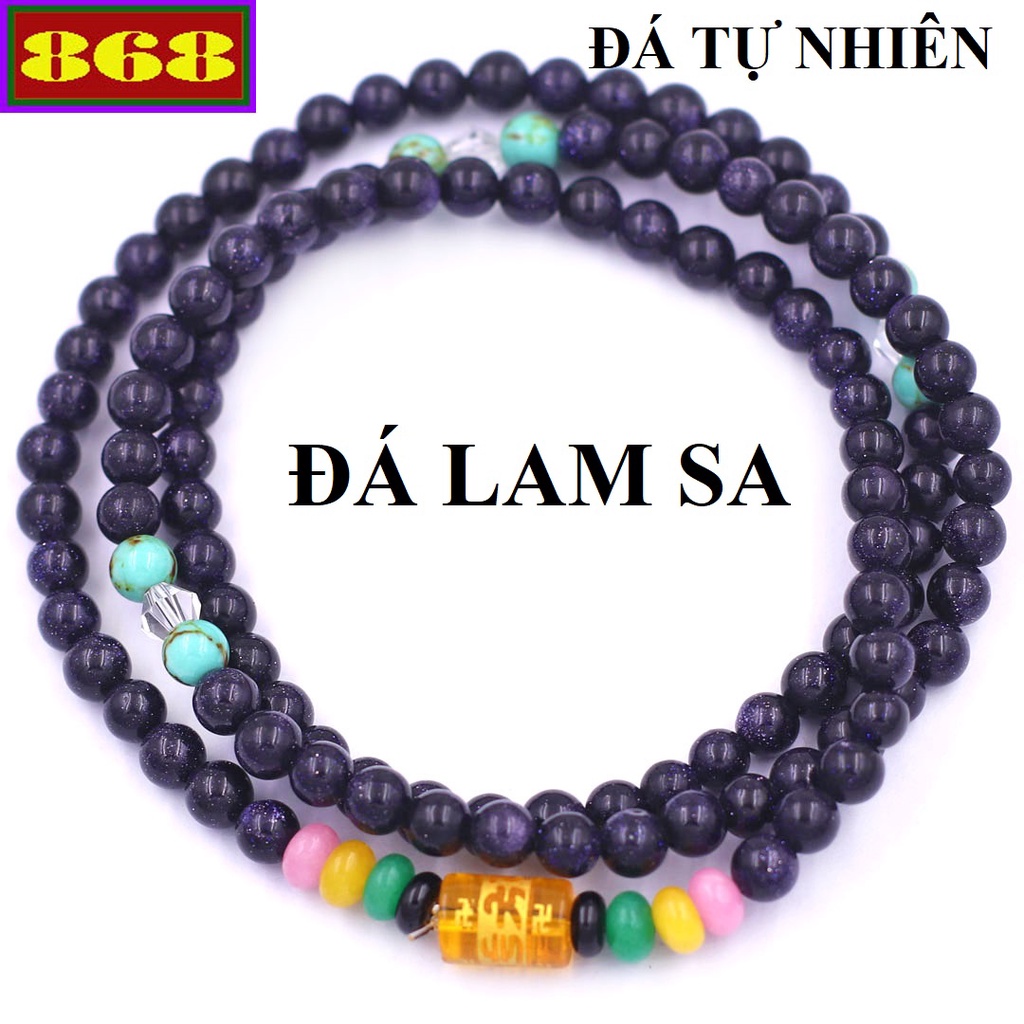 Vòng tay chuỗi 108 hạt Đá Lam Sa 6mm 8mm VMTLS1 - Tràng chuỗi niệm Phật - Vòng chuỗi Phong Thủy Bình an, Thuận lợi, May