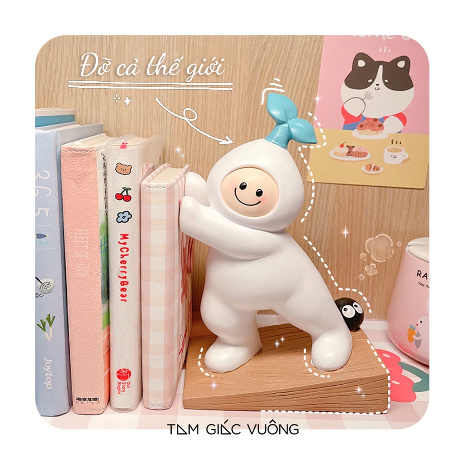 Củ Cải Trắng Decor Cute Đỡ Cả Thế Giới (Đồ Chơi Đáng Yêu Làm Quà Tặng, Chặn Sách Dễ Thương, Trang Trí Bàn Học...)