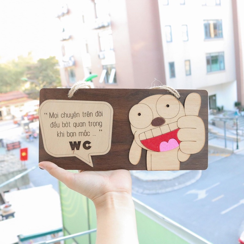 Bảng gỗ decor WC, toilet treo cửa nhà vệ sinh gia đình, cửa hàng và làm quà tặng