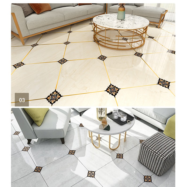 Bộ 18 Miếng Decal Chống Thấm Nước, Chống Xước Hoa Văn Gạch Bông Nghệ Thuật 11x11cm Cao Cấp