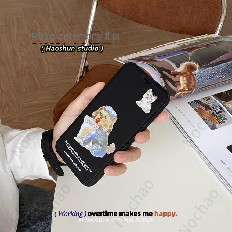 Bao Da Điện Thoại Nắp Lật Chống Sốc Hình Tranh Sơn Dầu Cho iPhone13 12promax XSMax 11 / 13