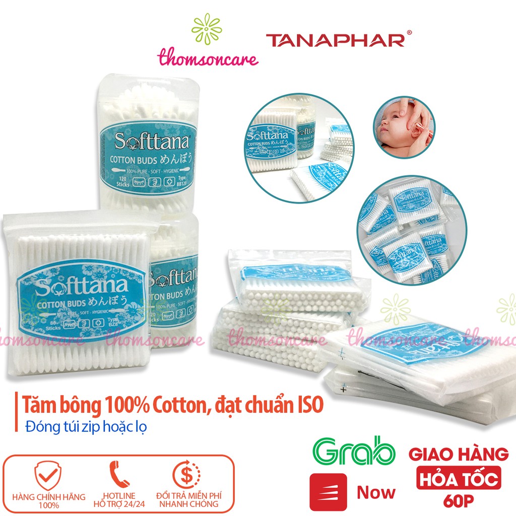 Bông Ngoáy Tai Cho Bé Softtana - Tăm Bông Cho Bé, Người Lớn Chính Hãng