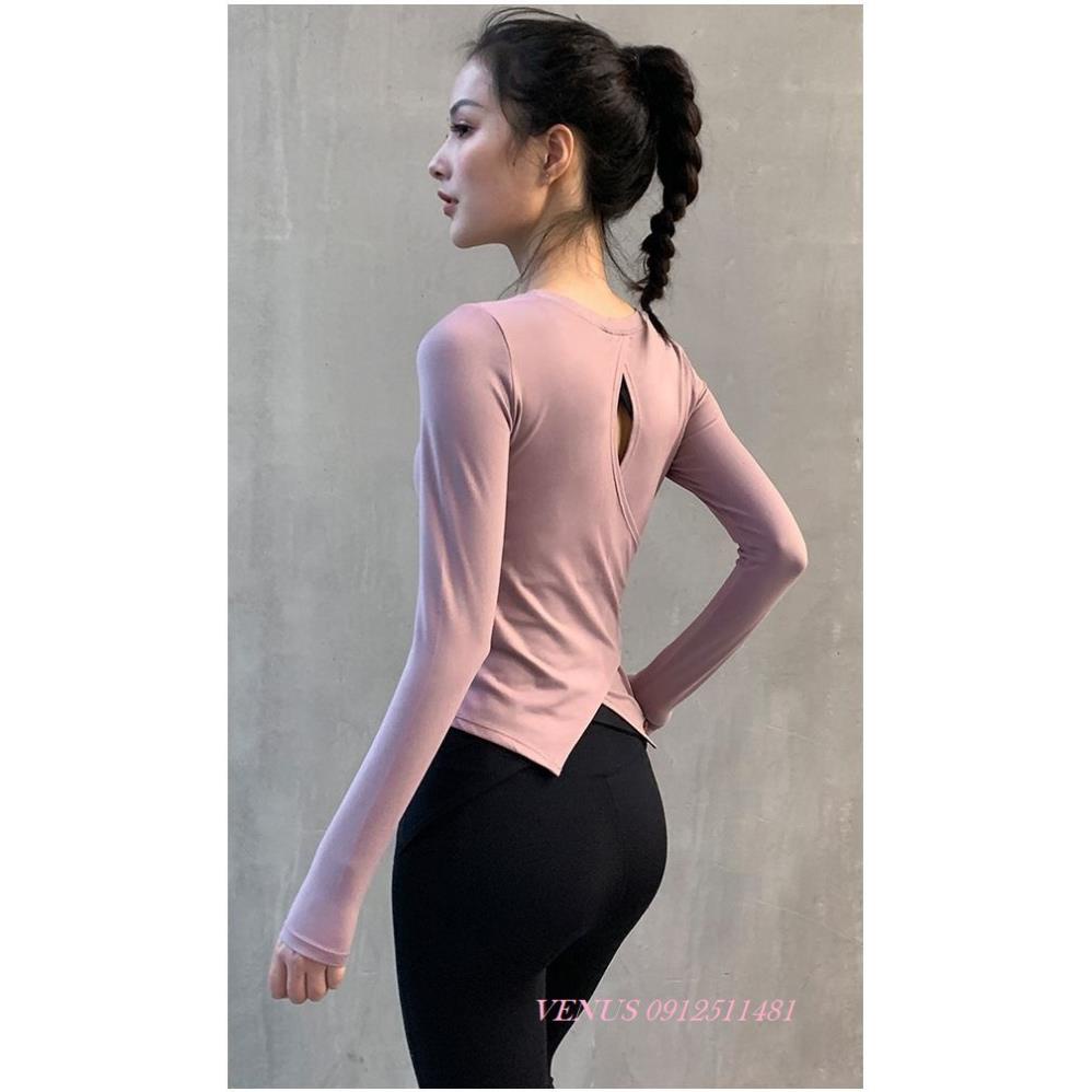 Áo Tập Yoga Dài Tay Hở Lưng Gợi Cảm Dành Cho Nữ !