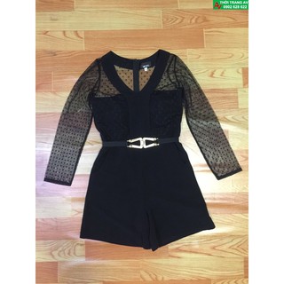 Jumpsuit jean short tay dài