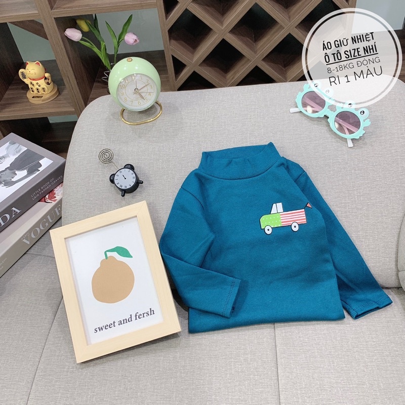 Áo giữ nhiệt 3p in hình ô tô ngộ nghĩnh cho bé trai, chất len tăm Thu Đông 2022