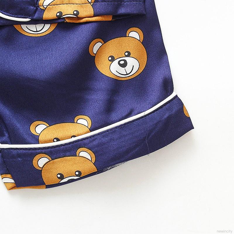 Bộ đồ ngủ dài in hình gấu xinh xắn cho bé