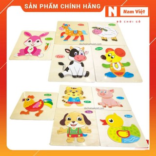 Tranh ghép thú chủ đề vật nuôi 10 loại con | Đồ chơi gỗ Nam Việt