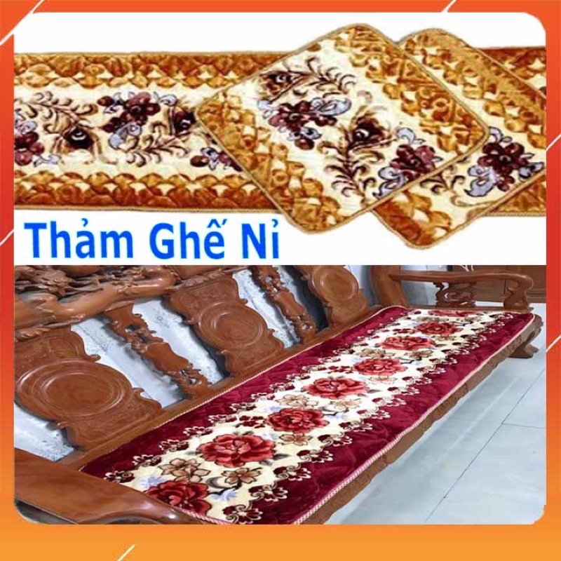 Bộ thảm ghế đệm ghế nỉ nhung cao cấp dài 1m65x55