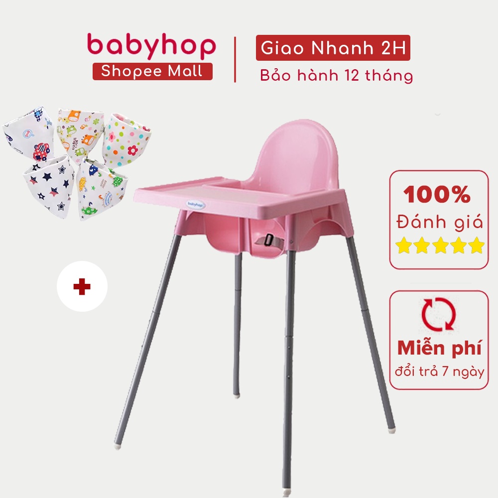 Ghế ăn dặm Glosby Babyhop kèm yếm xô cho bé từ 6 thang đến 6 tuổi  kèm mặt bàn - ăn dặm kiểu nhật, chân cố định