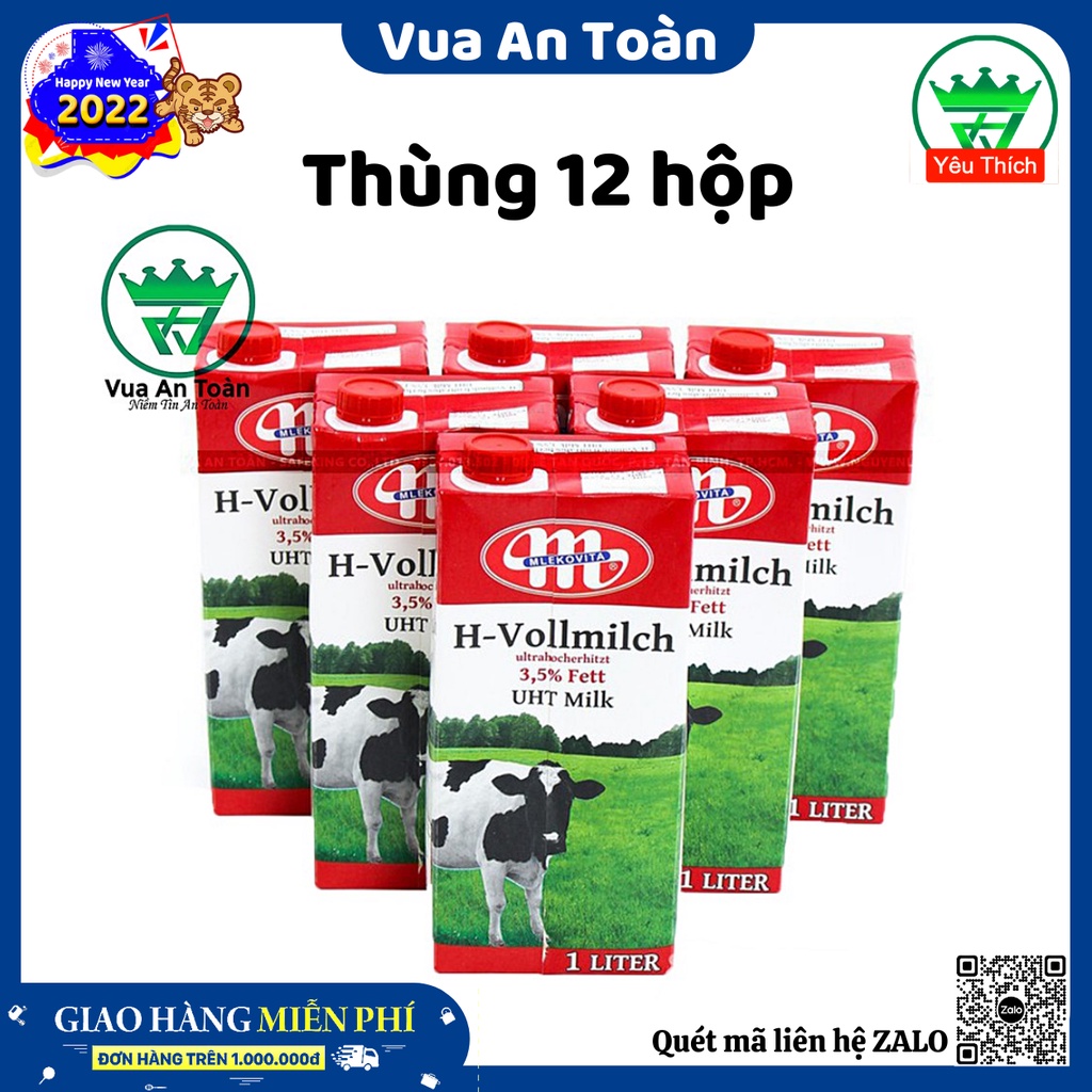 Sữa Tươi Không Đường Nhập Khẩu Ba Lan Hộp 1 Lít