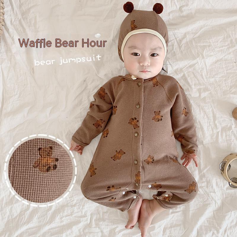 Bộ Áo Liền Quần Tay Dài Màu Đỏ Phong Cách Hàn Quốc Dành Cho Bé
