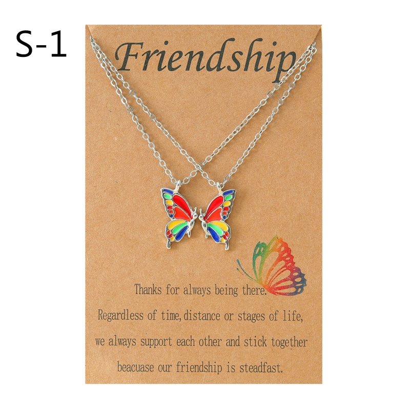 Flgo Vòng cổ Mặt Thẻ Tình Bạn Hình Bướm Bằng Hợp Kim Phong Cách Âu Mỹ Cá Tính