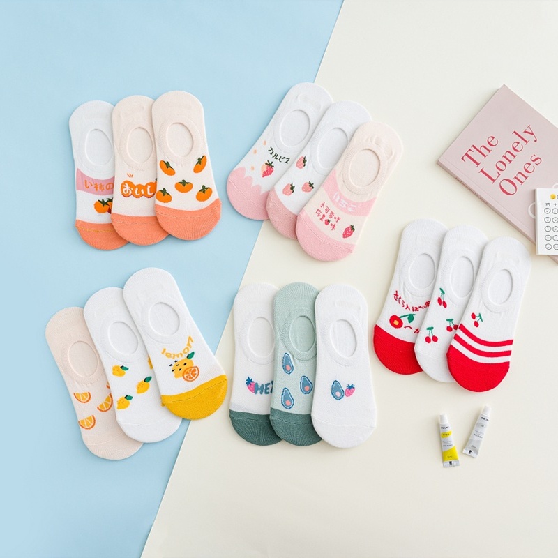 TIAN TIAN T058 Vớ tất hài nữ Vớ cổ thấp vô hình họa tiết trái cây phong cách Nhật Hàn dễ thương  cho nữ