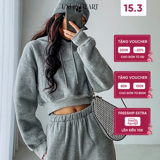 Áo nỉ hoodie crop top Luci Top AHD001 chất nỉ dày dặn, trendy, thoải mái, dễ phối đồ - Uni By Heart
