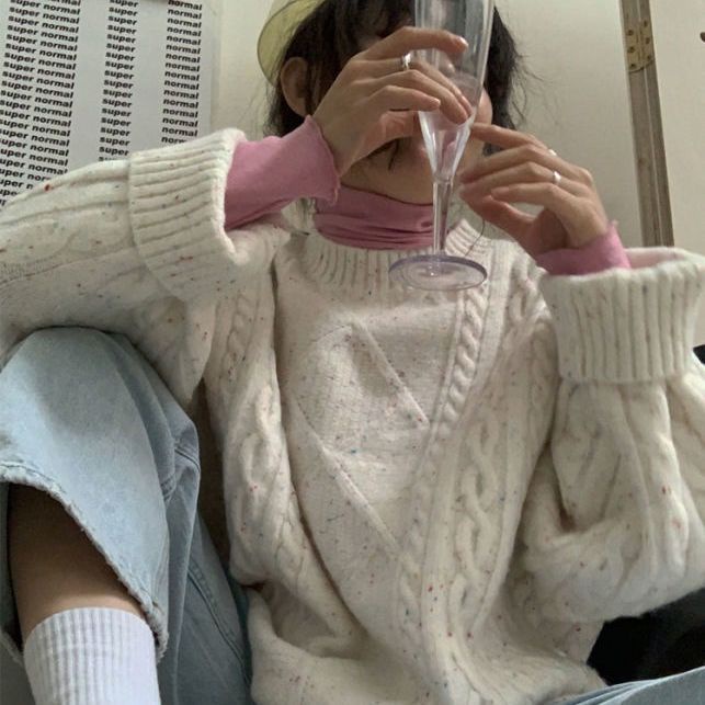 Áo Sweater Dệt Kim Dáng Rộng Thời Trang Thu Đông Cho Nữ 2021