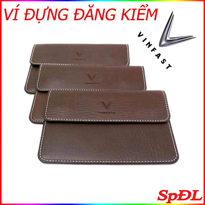 Ví đựng giấy tờ xe ô tô, ví đựng đăng kiểm cao cấp in dập nổi logo hãng xe Vinfast kích thước 19x12cm